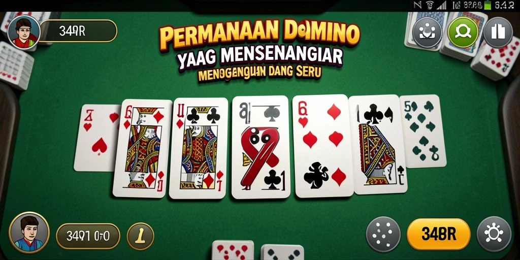 Tampilan aksi seru dalam permainan Domino 34R.