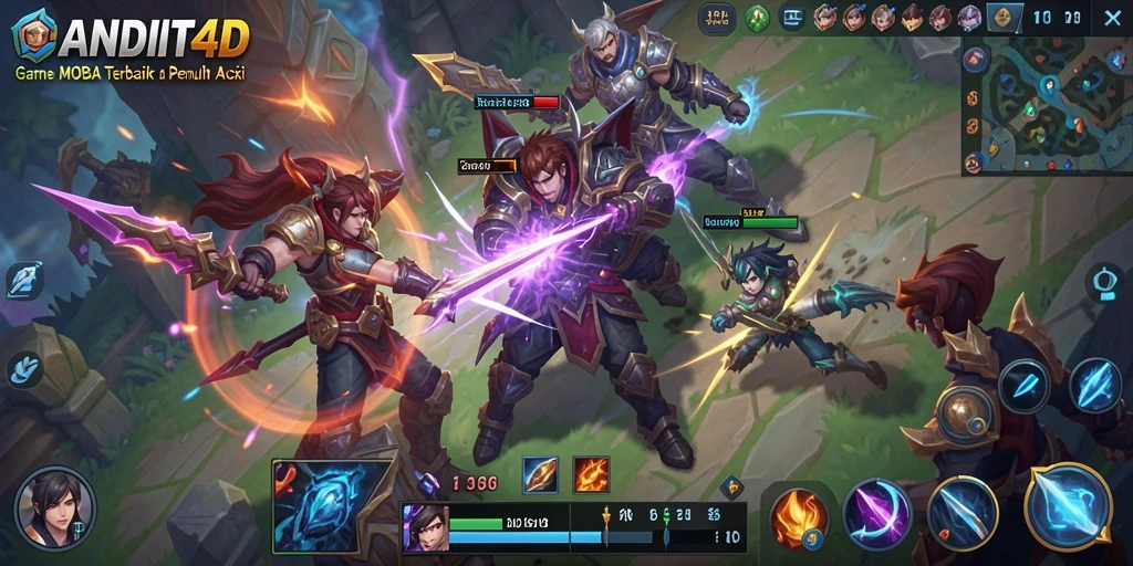 Tampilan seru pertempuran dalam gameplay MOBA BANDIT4D.