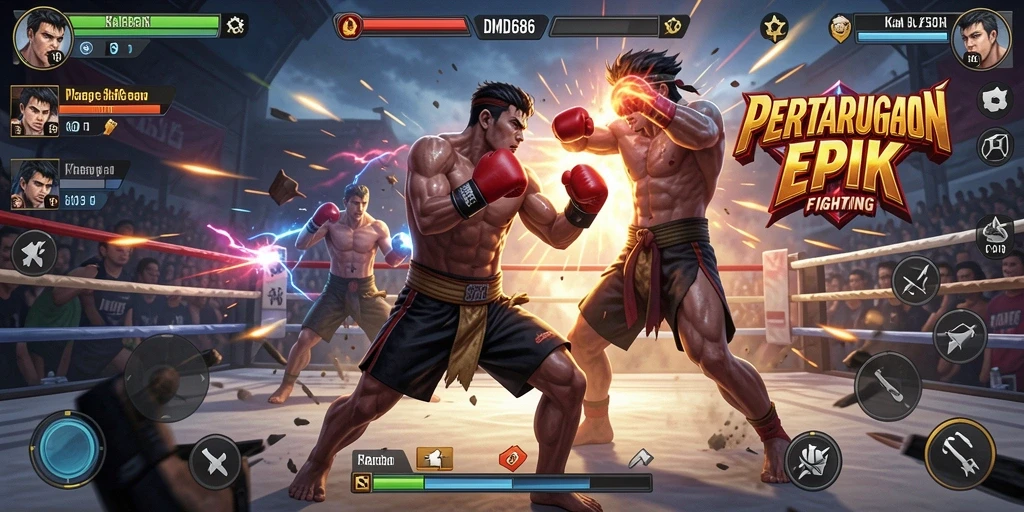 Tampilan gameplay DMD686 dengan pertarungan menegangkan.