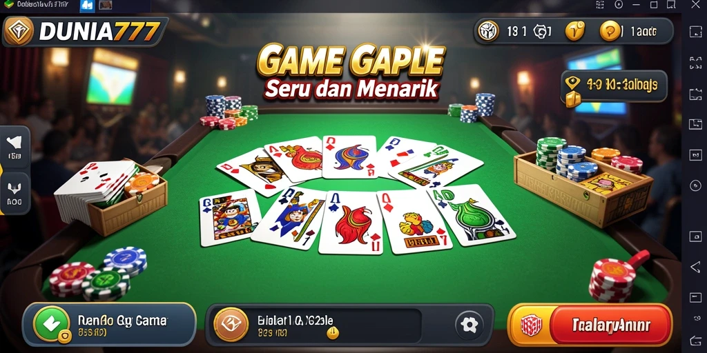 Screenshot gameplay DUNIA777 menampilkan suasana seru bermain Gaple.