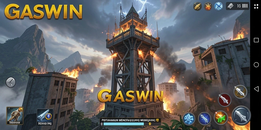 Tampilan gameplay seru dari GASWIN dalam aksi Tower Defense.