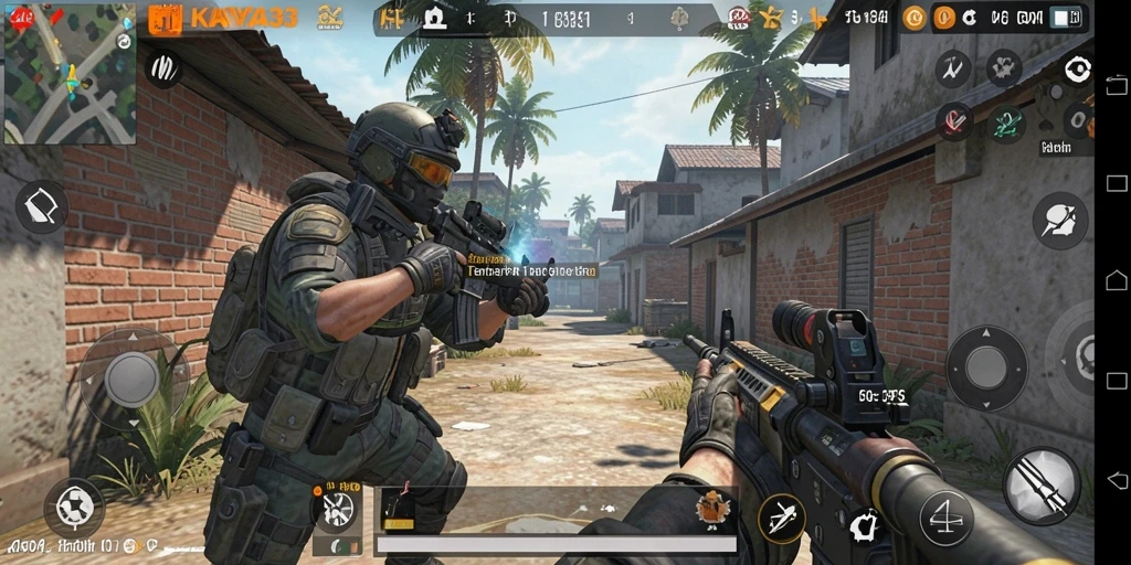 Tangkapan layar KAYA33 menampilkan aksi gameplay FPS yang mendebarkan.
