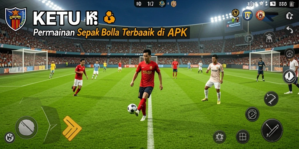 Gameplay KETUA menampilkan aksi sepak bola yang mendebarkan.