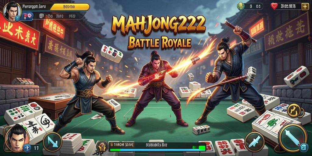 Tangkapan layar MAHJONG222 menampilkan aksi intens Battle Royale.