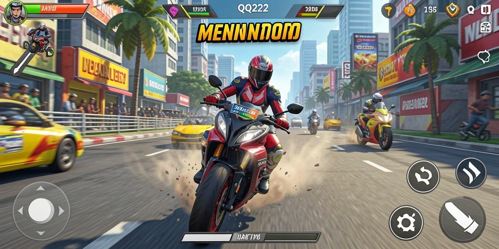 Tampilan menegangkan dari gameplay balapan motor di QQ222.