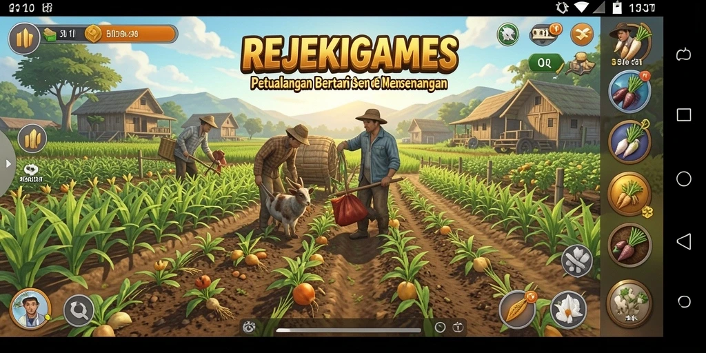 Tampilan menarik dari gameplay bertani di REJEKIGAMES.