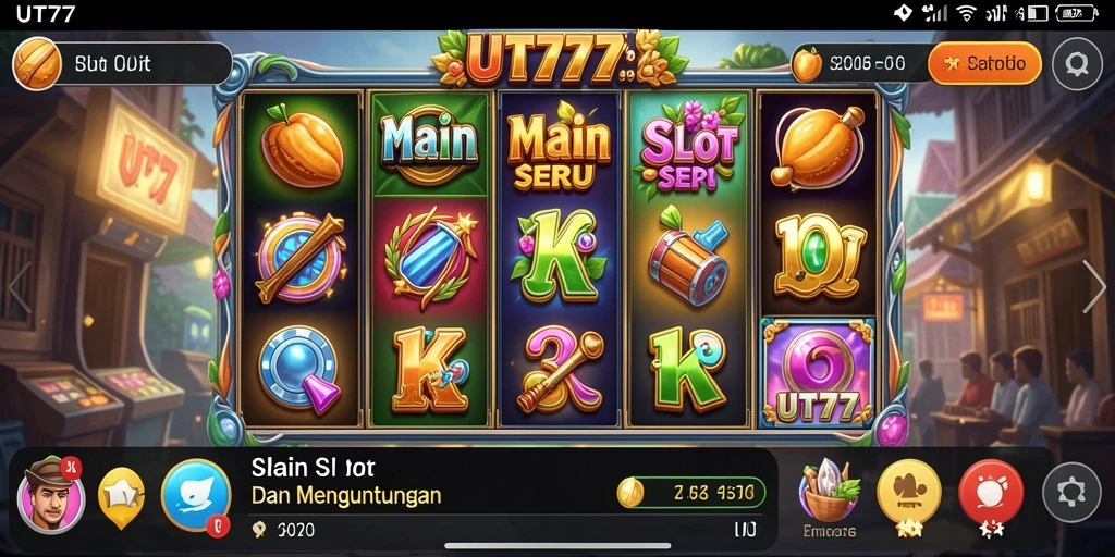 Tangkapan layar UT77 menampilkan gameplay slot yang menarik.