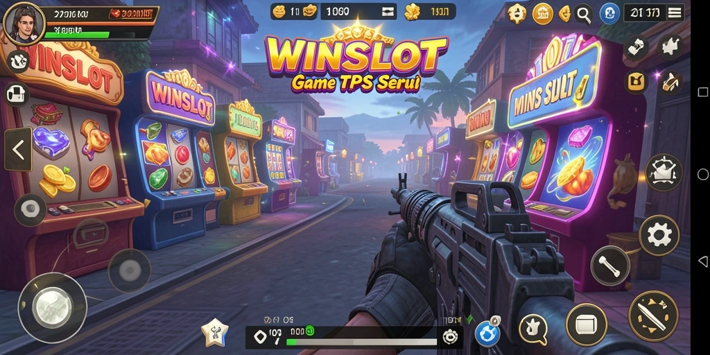 Gameplay WINSLOT yang seru dengan kombinasi mesin slot dan aksi TPS.