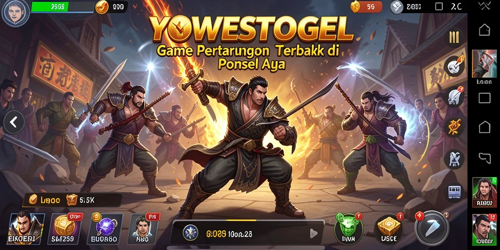 Tangkapan layar utama YOWESTOGEL menampilkan aksi pertarungan yang intens.